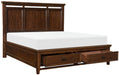 Frazier Queen Upholstered Storage Platform Bed in Dark Cherry 1649-1* - U&U Home Budget Furniture (Carteret, NJ)