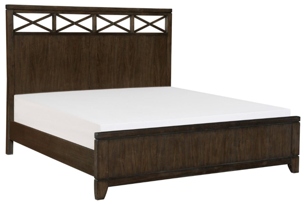 Griggs Queen Panel Bed in Dark Brown 1669-1* - U&U Home Budget Furniture (Carteret, NJ)
