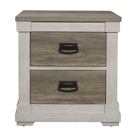 Arcadia Nightstand in White & Weathered Gray 1677-4 - U&U Home Budget Furniture (Carteret, NJ)