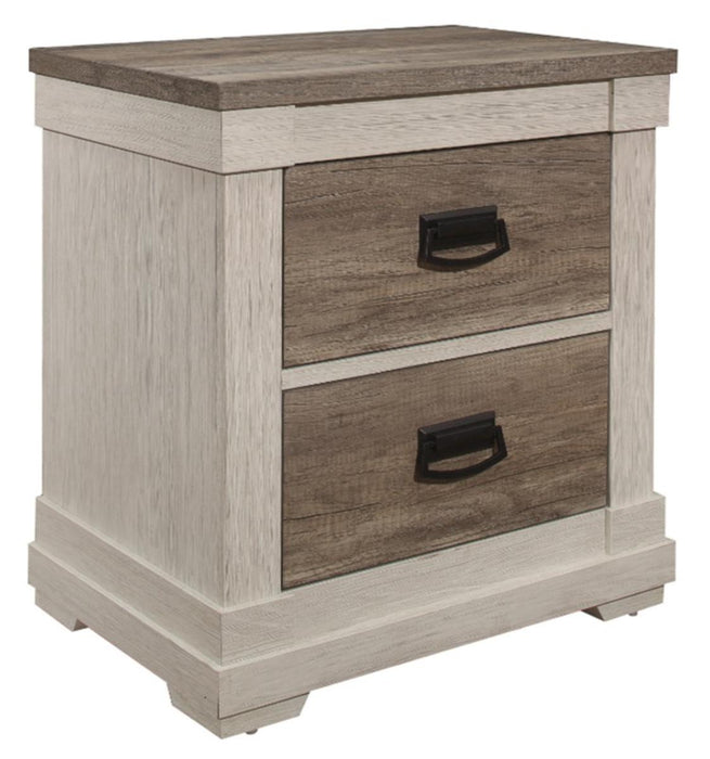 Arcadia Nightstand in White & Weathered Gray 1677-4 - U&U Home Budget Furniture (Carteret, NJ)