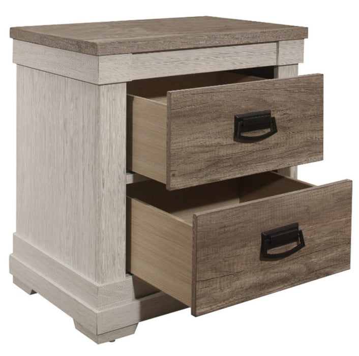 Arcadia Nightstand in White & Weathered Gray 1677-4 - U&U Home Budget Furniture (Carteret, NJ)