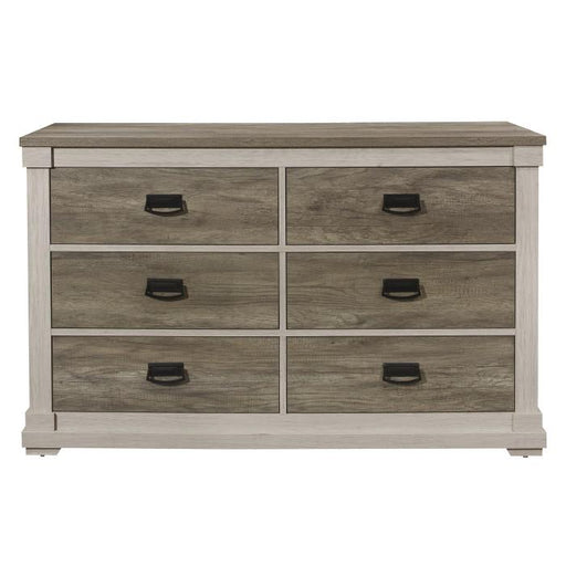 Arcadia Dresser in White & Weathered Gray 1677-5 - U&U Home Budget Furniture (Carteret, NJ)