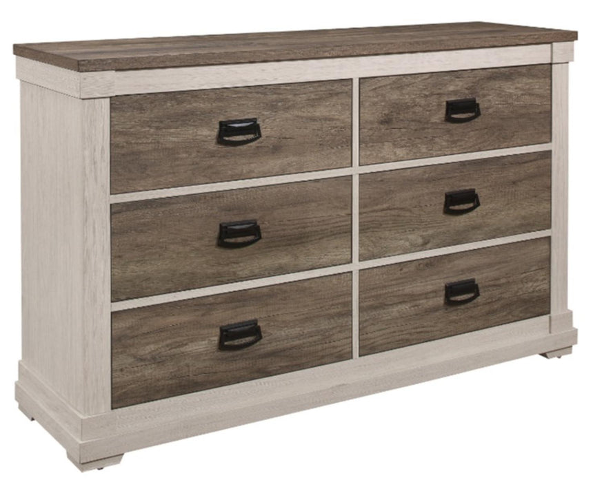 Arcadia Dresser in White & Weathered Gray 1677-5 - U&U Home Budget Furniture (Carteret, NJ)