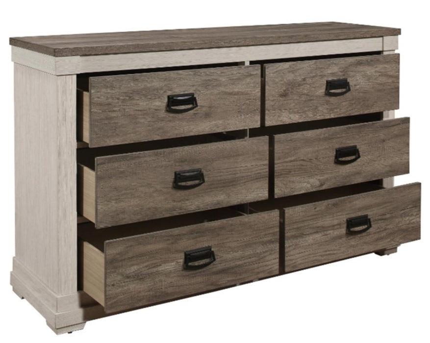 Arcadia Dresser in White & Weathered Gray 1677-5 - U&U Home Budget Furniture (Carteret, NJ)