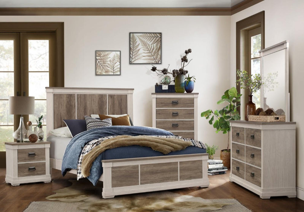 Arcadia Mirror in White & Weathered Gray 1677-6 - U&U Home Budget Furniture (Carteret, NJ)