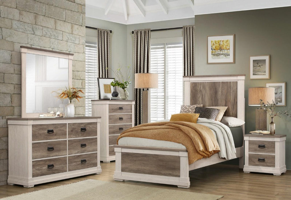 Arcadia Mirror in White & Weathered Gray 1677-6 - U&U Home Budget Furniture (Carteret, NJ)