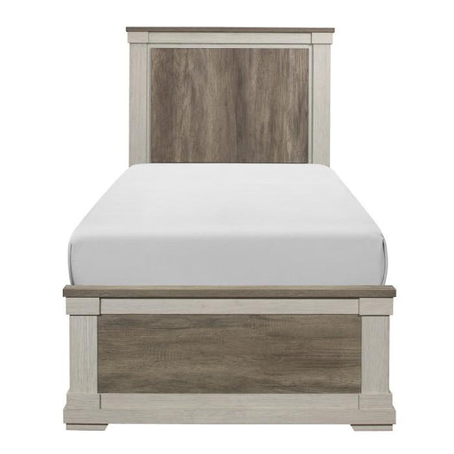 Arcadia Twin Panel Bed in White & Weathered Gray 1677T-1* - U&U Home Budget Furniture (Carteret, NJ)