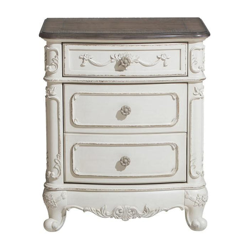 Cinderella Night Stand in Antique White with Grey Rub-Through - U&U Home Budget Furniture (Carteret, NJ)