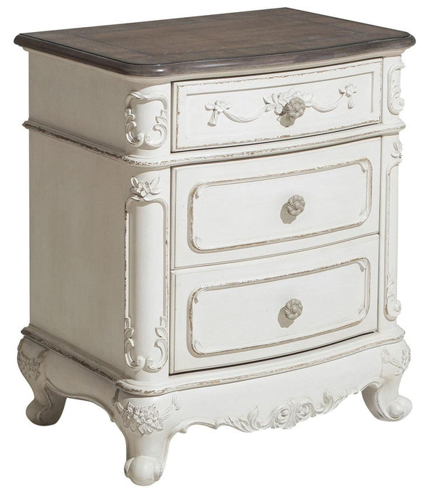 Cinderella Night Stand in Antique White with Grey Rub-Through - U&U Home Budget Furniture (Carteret, NJ)
