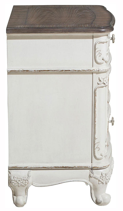 Cinderella Night Stand in Antique White with Grey Rub-Through - U&U Home Budget Furniture (Carteret, NJ)