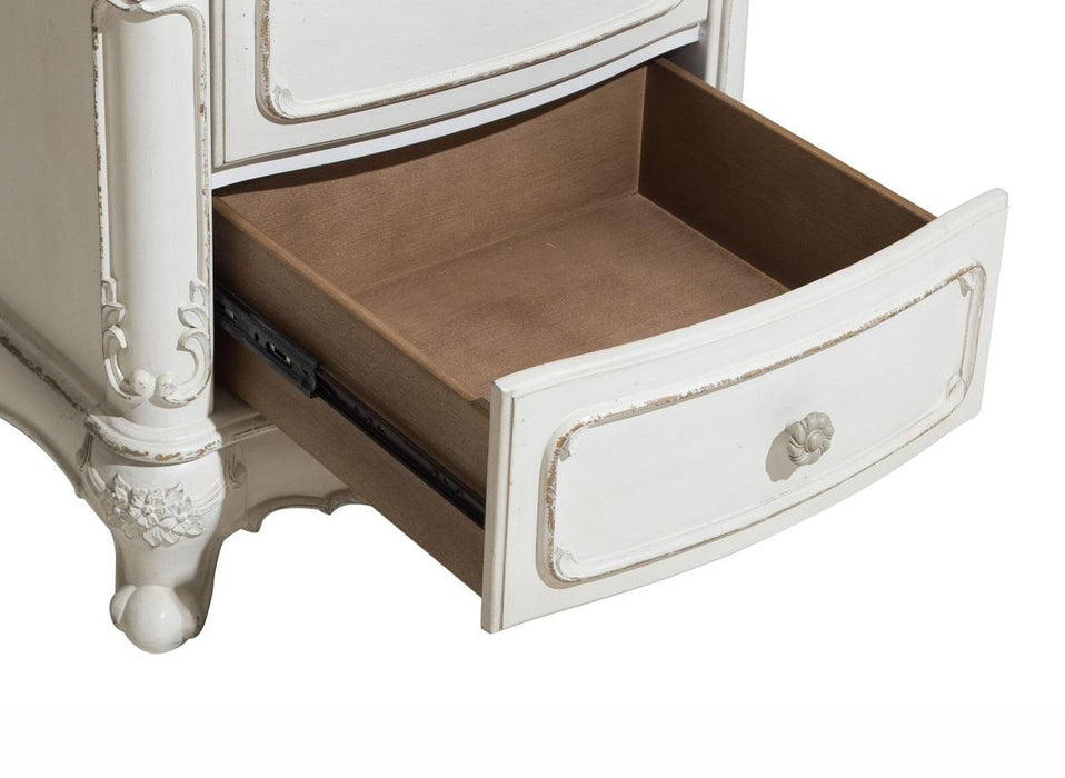 Cinderella Night Stand in Antique White with Grey Rub-Through - U&U Home Budget Furniture (Carteret, NJ)