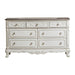 Cinderella 7 Drawer Dresser in Antique White with Grey Rub-Through - U&U Home Budget Furniture (Carteret, NJ)