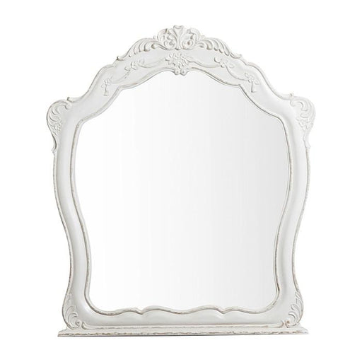 Cinderella Mirror in Antique White with Grey Rub-Through - U&U Home Budget Furniture (Carteret, NJ)