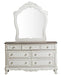 Cinderella Mirror in Antique White with Grey Rub-Through - U&U Home Budget Furniture (Carteret, NJ)