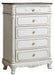 Cinderella 5 Drawer Chest in Antique White with Grey Rub-Through - U&U Home Budget Furniture (Carteret, NJ)