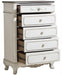 Cinderella 5 Drawer Chest in Antique White with Grey Rub-Through - U&U Home Budget Furniture (Carteret, NJ)