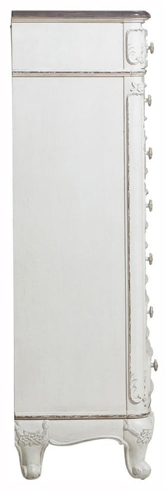 Cinderella 7 Drawer Tall Chest Antique White with Grey Rub-Through - U&U Home Budget Furniture (Carteret, NJ)