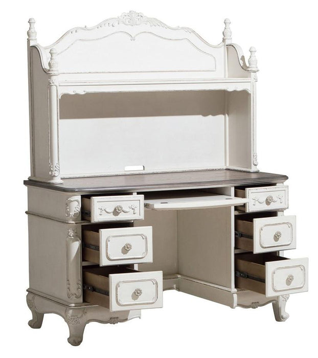 Cinderella Writing Desk in Antique White with Grey Rub-Through - U&U Home Budget Furniture (Carteret, NJ)