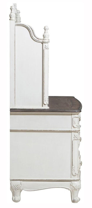 Cinderella Writing Desk in Antique White with Grey Rub-Through - U&U Home Budget Furniture (Carteret, NJ)