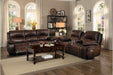 Mahala Double Reclining Sofa in Brown 8200BRW-3 - U&U Home Budget Furniture (Carteret, NJ)
