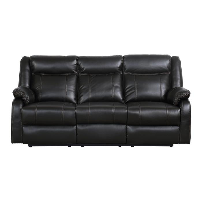 Jude Double Glider Recliner Sofa in Black 8201BLK-3 - U&U Home Budget Furniture (Carteret, NJ)