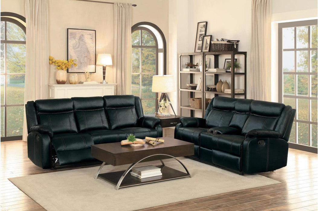 Jude Double Glider Recliner Sofa in Black 8201BLK-3 - U&U Home Budget Furniture (Carteret, NJ)