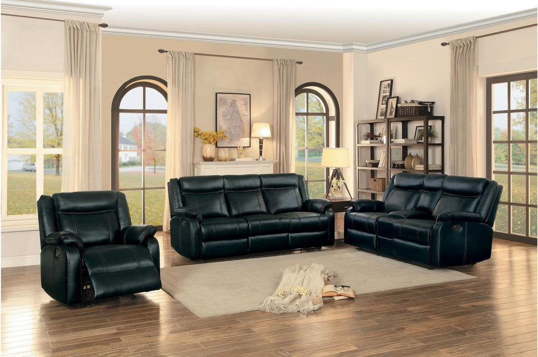 Jude Double Glider Recliner Sofa in Black 8201BLK-3 - U&U Home Budget Furniture (Carteret, NJ)