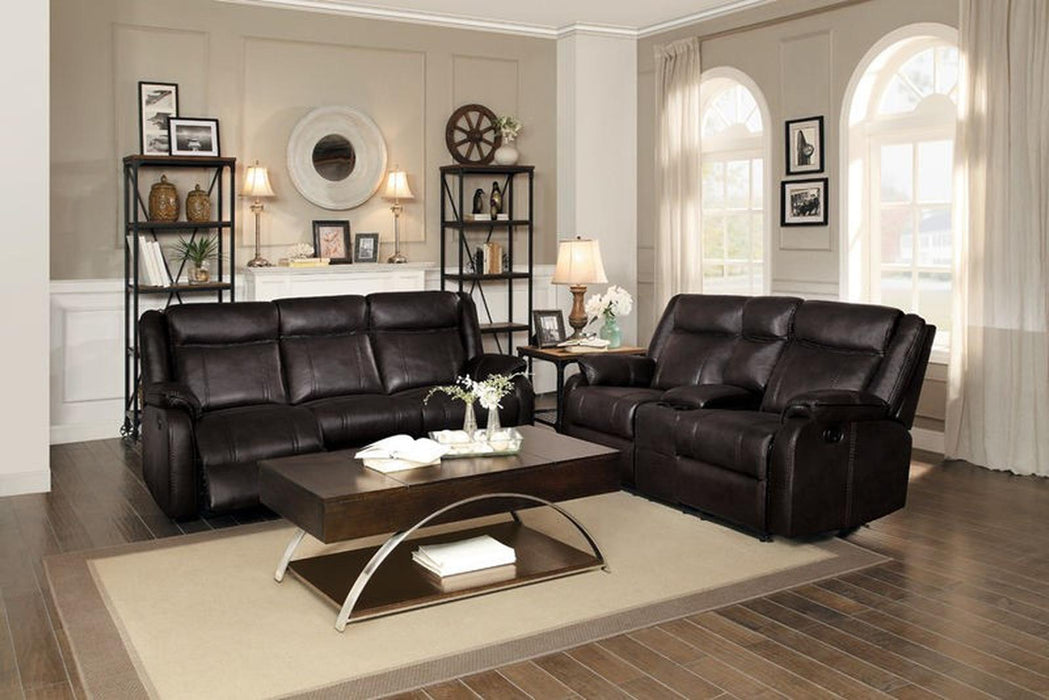 Jude Double Glider Recliner Sofa in Brown 8201BRW-3 - U&U Home Budget Furniture (Carteret, NJ)