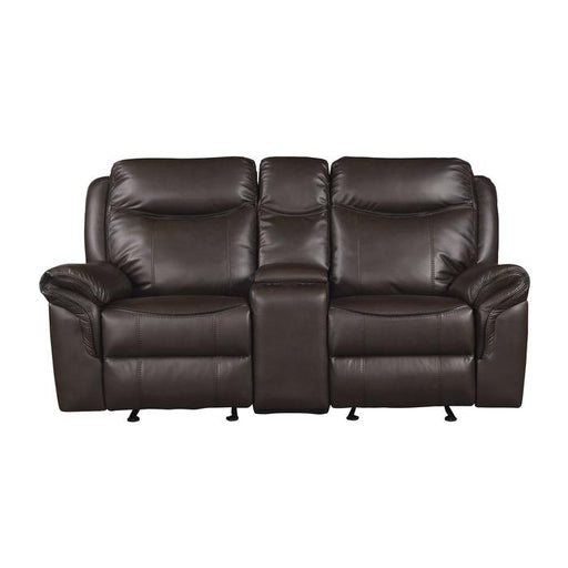 Aram Double Glider Reclining Loveseat in Brown 8206BRW-2 - U&U Home Budget Furniture (Carteret, NJ)