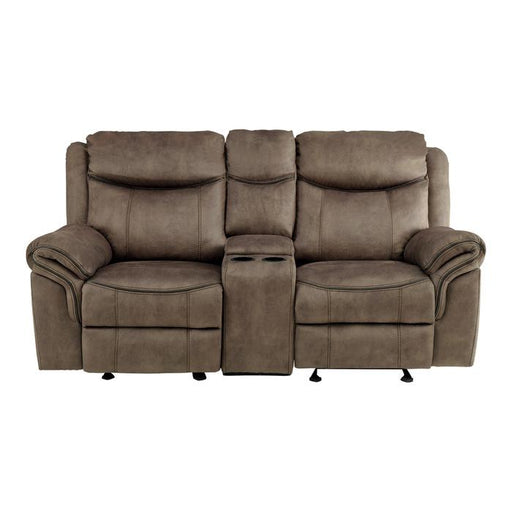 Aram Double Glider Reclining Loveseat in Dark Brown 8206NF-2 - U&U Home Budget Furniture (Carteret, NJ)