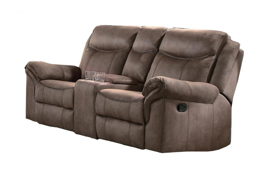 Aram Double Glider Reclining Loveseat in Dark Brown 8206NF-2 - U&U Home Budget Furniture (Carteret, NJ)