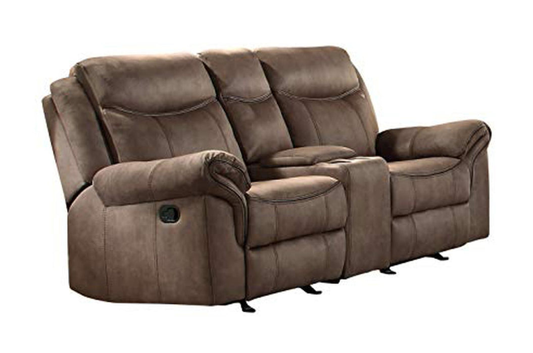 Aram Double Glider Reclining Loveseat in Dark Brown 8206NF-2 - U&U Home Budget Furniture (Carteret, NJ)