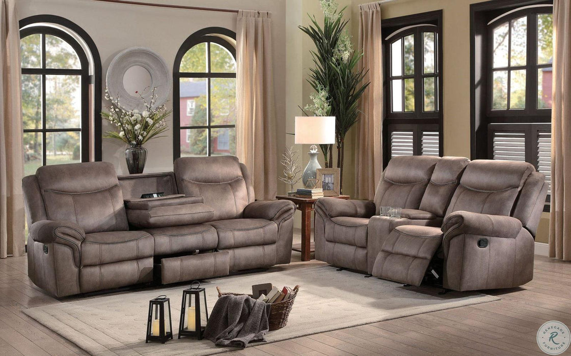 Aram Double Glider Reclining Sofa in Dark Brown 8206NF-3 - U&U Home Budget Furniture (Carteret, NJ)