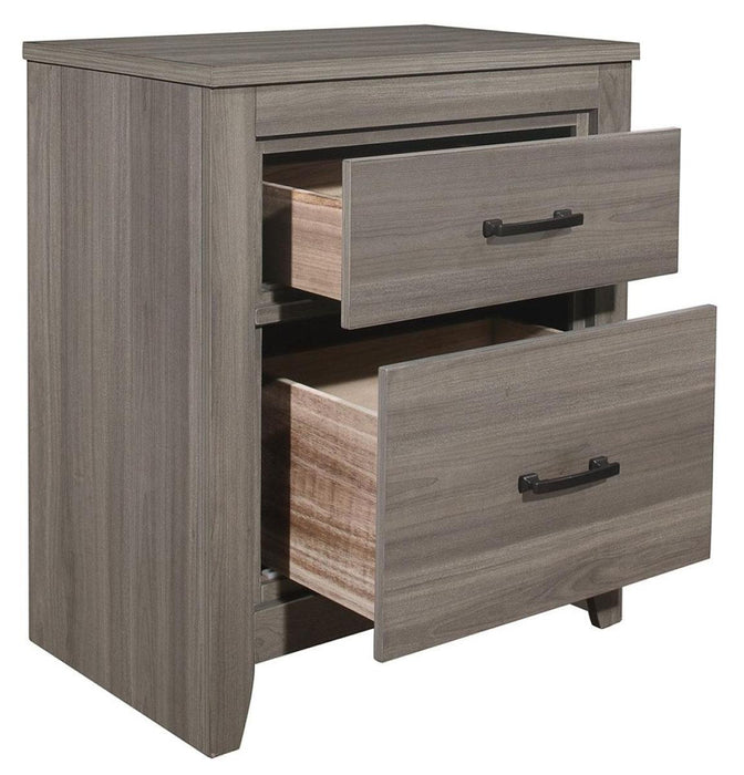 Waldorf 2 Drawer Nightstand in Dark Gray 1902-4 - U&U Home Budget Furniture (Carteret, NJ)