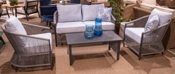 Bridges Beach Outdoor Love/Chairs/Table Set (Set of 4) - U&U Home Budget Furniture (Carteret, NJ)