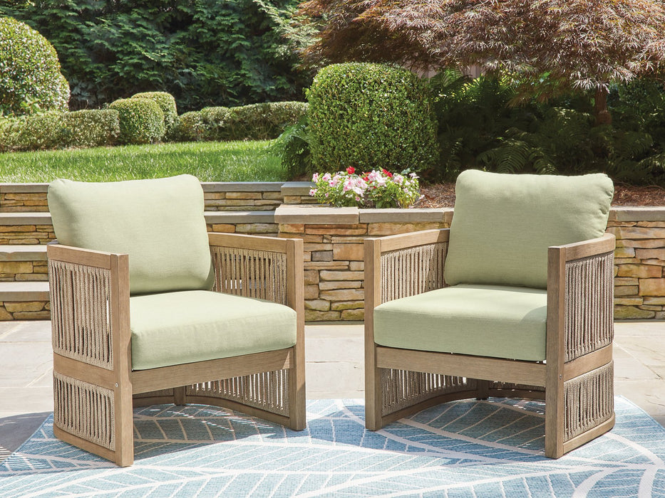 Serena Shores Outdoor Lounge Chair (Set of 2) - U&U Home Budget Furniture (Carteret, NJ)