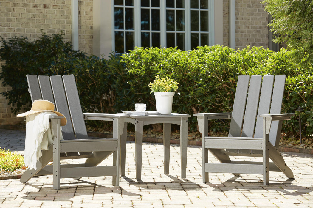 Visola Outdoor Adirondack Chair Set with End Table - U&U Home Budget Furniture (Carteret, NJ)