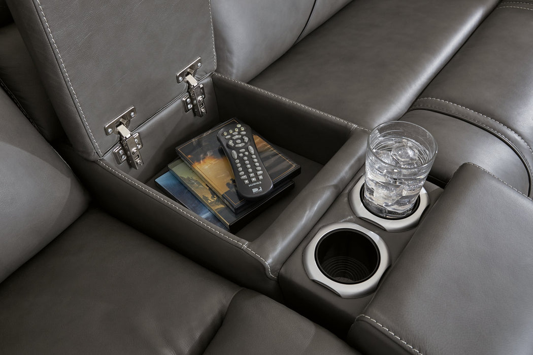 5Z - Pittson Power Reclining Sectional Loveseat with Console - U&U Home Budget Furniture (Carteret, NJ)