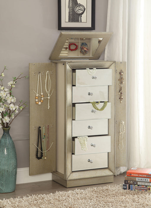 Talor Antique Gold Jewelry Armoire - U&U Home Budget Furniture (Carteret, NJ)