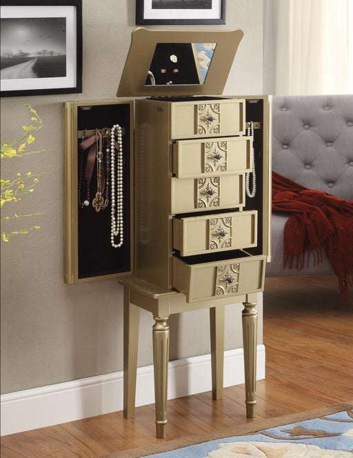 Tammy Gold Jewelry Armoire - U&U Home Budget Furniture (Carteret, NJ)