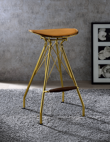 Dragea Whiskey PU & Gold Bar Stool - U&U Home Budget Furniture (Carteret, NJ)