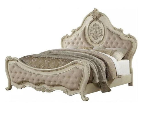 Acme Ragenardus Queen Bed in Antique White 27010Q - U&U Home Budget Furniture (Carteret, NJ)
