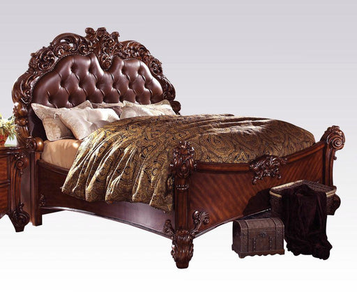 Acme Vendome King Panel Bed with Button Tufted Headboard in Cherry 21997EK - U&U Home Budget Furniture (Carteret, NJ)
