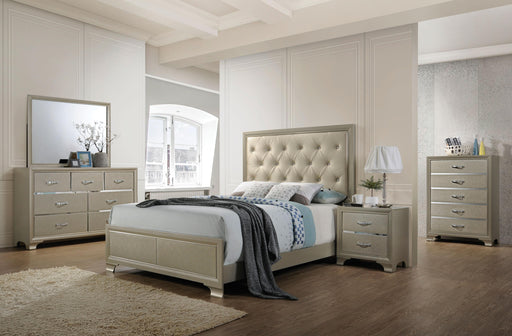 Carine PU & Champagne Queen Bed - U&U Home Budget Furniture (Carteret, NJ)