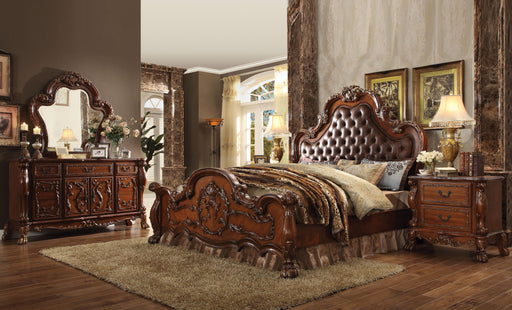 Dresden PU & Cherry Oak Eastern King Bed - U&U Home Budget Furniture (Carteret, NJ)