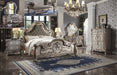 Dresden Vintage Bone White & PU Eastern King Bed - U&U Home Budget Furniture (Carteret, NJ)