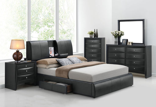 Kofi Black PU Eastern King Bed - U&U Home Budget Furniture (Carteret, NJ)