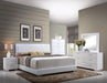 Lorimar White PU & Chrome Leg Eastern King Bed - U&U Home Budget Furniture (Carteret, NJ)