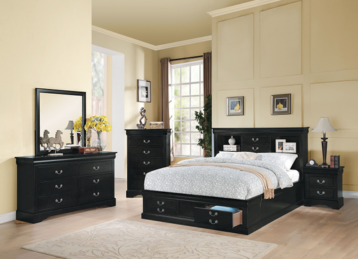 Louis Philippe III Black Queen Bed - U&U Home Budget Furniture (Carteret, NJ)