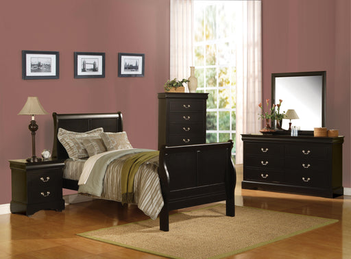 Louis Philippe III Black Twin Bed - U&U Home Budget Furniture (Carteret, NJ)